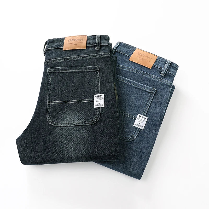 2025 New Y2K Autumn and Winter Baggy Jeans Men's Autumn and Winter Loose Straight Wide-leg Business Trousers Mens Clothing