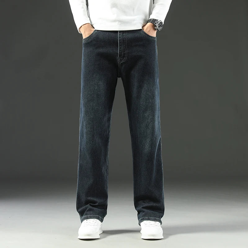 2025 New Y2K Autumn and Winter Baggy Jeans Men's Autumn and Winter Loose Straight Wide-leg Business Trousers Mens Clothing