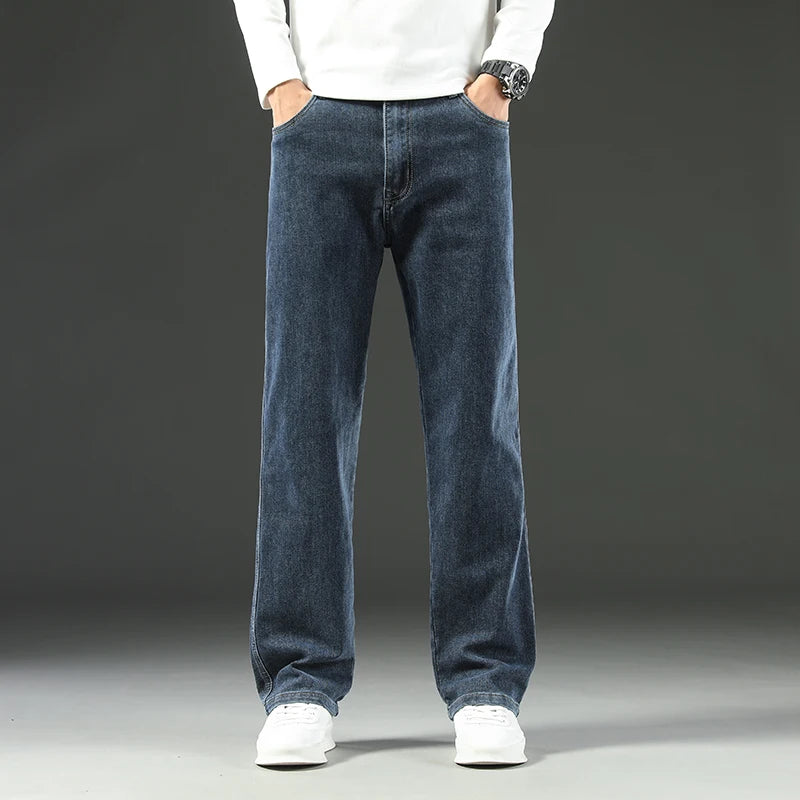2025 New Y2K Autumn and Winter Baggy Jeans Men's Autumn and Winter Loose Straight Wide-leg Business Trousers Mens Clothing